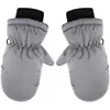 Nuevos guantes de esquí de invierno para niños, color liso, cálidos, engrosados, a prueba de viento, impermeables, antideslizantes, puño corto, guantes acanalados