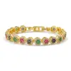 Nuevo brazalete de cristal de diamante de lujo simple y elegante, botones redondos de circón transfronterizos de colores, pétalos de personalidad de moda para mujer