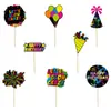 Amazon Mais Vendidos Tema Fluorescente Suprimentos de Decoração de Aniversário Decoração de Festa de Aniversário Banner Bandeira Topper de Bolo