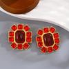 Pendientes geométricos cuadrados de estilo francés retro con aguja de plata, diseño de nicho de lujo ligero, pendientes personalizados antiguos con sentido