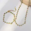 Collar Cruzado de Acero de Titanio con Flor de Esmalte Azul de Venta Caliente Europea y Americana para Mujer, Set de Cadena Doble Cara para Clavícula Floral de Lujo Ligero