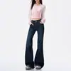 Jeans acampanados estilo 'hot girl' americano para mujer, nuevos pantalones de cintura alta ajustados para figuras petite, no ajustados, pantalones bootcut