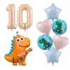 Nuevo Sombrero de Cumpleaños Mate Set de Globos de Aluminio de Dibujos Animados de Guitarra Dinosaurio Número Decoración de Fiesta de Cumpleaños Arreglo de Globos