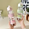 Copo com Canudo, Série de Cores Macaron, Copo de Água Esportivo, Copo de Água com Aparência Premium para Crianças e Meninas, Copo Duplo Portátil para Beber, Copo de Água de Plástico