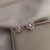 Pendientes de plata S925 con lazo de amor rosa, diamantes de imitación y circonitas, dulces y geniales, pendientes versátiles.