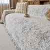 Capa de sofá estilo meados do século, meio aveludada, espessa para outono e inverno, uma capa de sofá de tamanho completo, manta e resistente a arranhões para gatos