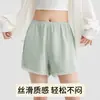 Shorts de seguridad de verano finos y holgados para mujer, anti-exposición, borde que no se enrolla, shorts de seguridad de tres puntos de seda helada, adecuados tanto para usar por dentro como por fuera