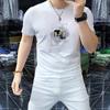Camiseta de manga corta para hombre ajustada 2024 Nueva Marca de Moda Combinable Camiseta de cuello redondo Manga corta Verano Top para hombre