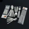 Conjunto de Talheres de Aço Inoxidável com Corda de Cânhamo, Garfo e Colher em Bolsa de PVC, Conjunto de 6 Peças com Padrão Retrô para Comida Ocidental e Steak