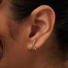 Pendientes de oro con piedra de moda transfronteriza europea y americana, pendientes cruzados que combinan con todo, joyería elegante de estilo cúbico para mujer.