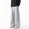 Calça Esportiva Masculina Deconstructed Cinza Escuro Peso Pesado Marca Moderna Ajuste Limpo Solta Caimento Casual Perna Larga