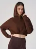 Sudadera con capucha corta de cintura alta para mujer para Otoño/Invierno, Chaqueta Deportiva Casual para Yoga al Aire Libre y Fitness