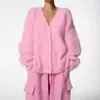Cárdigan de punto con imitación de pelo de visón para comercio exterior europeo y americano 2026, Suéter abrigo holgado suave estilo perezoso para mujer