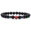 Venta caliente transfronteriza Europa y Estados Unidos 8mm piedra volcánica natural esmerilada ojo de tigre lapislázuli cuentas para hombres y mujeres pulsera de mano al por mayor