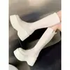 Primer Encuentro Jisong Botas Largas de Suela Gruesa para Aumentar Altura para Mujer, Otoño/Invierno 2026, Plataforma Impermeable, Amigables para Personas Bajas, Botas Elásticas, Botas Altas de Monta