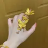 Anillo de Mariposa Dorado de Nuevo Estilo de Alta Gama Transfronterizo, Diseño Creativo de Moda y Dulce, Anillo con Forma de Flor para Dedo Índice para Apilar