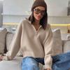 Suéter de punto con cuello alto y cremallera para mujer, tejido de punto grueso, estilo europeo y americano, nuevo para otoño e invierno