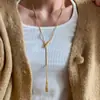 Colar Minimalista Gota d'Água para Mulheres, Corrente Longa Delicada para Suéter, Corrente de Clavícula de Luxo Leve de Nicho, Acessório de Corrente para Suéter