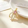 Cobre e Ouro Real Borboleta Rosa Fita dos Sonhos Moda Transfronteiriça DIY Joias Cobre Zircônia Pingente Microincrustado