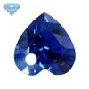Huagang Gem Furo Único Pêssego Em Forma De Coração Zircônia Azul Pedra Nua Perfuração Em Forma De Coração Cubo De Gema Azul Artificial Oxidado
