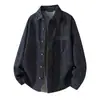 Camisa de mezclilla original de color estilo American high street para hombre, nuevo modelo otoño/invierno 2026, corte holgado, adelgazante, cuello de solapa, camisa chaqueta de manga larga, moderna