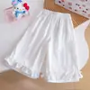 Calça Feminina de Perna Larga com Babados, Nova Calça Cropped Doce Estilo Coreano com Borda de Babados, Calça Casual Versátil Solta e Respirável para Bebês
