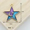 Accesorios para joyería DIY cielo estrellado azul luna estrellas aleación gota de aceite pulsera pendientes pequeño colgante colgante llavero