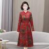 Cheongsam mejorado para mamás, vestido de mujer chino de primavera, otoño e invierno, falda retro con forro polar que adelgaza la cintura de talla grande de alta gama