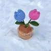 Planta en maceta de Girasol y Tulipán terminada a mano Regalo de temporada de graduación Planta en maceta pequeña de Sol y Tulipán de lana tejida a crochet