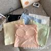Nuevo Sling Color Caramelo Espalda de Belleza con Almohadilla en el Pecho Ajustado Adelgazante Transpirable Francés Dulce Romántico Chaleco Pequeño para Mujer