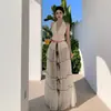 Conjunto de Viaje Vacacional Tyrande con Sentido de Diseño y Atmósfera, Conjunto de Top sin Mangas Halter Ruched Transparente y Falda de Espalda Descubierta