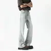 Jeans acampanados ligeros de verano, estilo cleanfit, color azul glaciar, pantalones rectos, pantalones ajustados curvos de alta costura americana