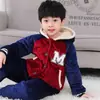 Pijama Espeso de Cristal de Terciopelo para Niños y Niñas Otoño e Invierno Ropa de Casa Traje Cálido de Coral de Terciopelo para Niños