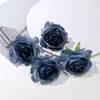 Cabezas de flores de rosa artificial de tela de seda de alta gama vintage, flores falsas multicolores, materiales para tocados y coronas hechos a mano DIY