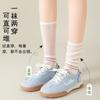 Calcetines de Verano Finos y Transpirables para Mujer, Calcetines de Maternidad sin Costuras que Absorben el Sudor, Calcetines Blancos de Verano hasta la Pantorrilla con Rayas de Malla