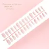 Novo Gatinho Rosa Francês Olho de Gato Simples e Fofo Estilo Girly Adesivo Removível Manicure Fresca Unhas Vestíveis 30 Peças