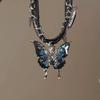 Collar de Mariposa con Gradiente de Remache de Zircón para Mujer, Nuevo Diseño Personalizado, Cadena para Clavícula de Verano, Temperamento Dulce y Fresco, Estilo Sexy