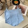 Verano Estilo Hong Kong Spice Girl con Almohadilla en el Pecho Sling Algodón Puro Chaleco Pequeño con Hermosa Espalda Sexy Top Corto de Uso Exterior para Mujer