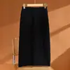 Saia de Tricô com Ponto Trançado Outono e Inverno 100% Lã Feminina Comprimento Médio Cintura Elástica Reta Casual Versátil Saia de Tricô com Ponto Trançado