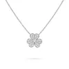 Fanjia Seiko Chapado Grueso Oro 18K Collar de Trébol Colgante Completo con Diamantes CNC Cadena para Clavícula Femenina Venta Directa del Fabricante y Entrega