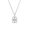 Luochen Transfronterizo Más Vendido Estilo Europeo y Americano Retro Cuadrado Estrella de Ocho Puntas Zirconia Colgante Collar, Moda Personalizada Cadena para Clavícula