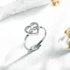 Anel de Amor em Forma de Coração Não Desbota, Estilo Coreano Ins Nicho Luxo Leve Alto Padrão Aberto Aço Inoxidável Joia Anel