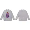 Moletom BAPE com estampa de cabeça de macaco estilo japonês, tendência transfronteiriça, gola redonda, unissex, corte solto, jaqueta de manga curta para outono e inverno