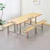 Mesa y Sillas de Comedor para Personal de Fábrica Escolar y Comedores de Supermercado Juego Integrado de Mesa y Sillas de Acero Inoxidable para 4, 6, 8 Personas