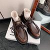 Nuevos Zapatos de Vestir de Color Pulido Estilo Mori Versátiles Mocasines Suela Gruesa Estilo Japonés Universitarios Zapatos Pequeños de Cuero Zapatos de Mujer de Tacón Alto de Color Pulido
