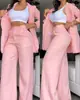 Ropa de Verano para Mujer de Exportación Europea y Americana Transfronteriza 2025 Traje Elegante de Color Puro con Mangas de Abertura y Solapa Traje de Pantalón Recto para Mujer