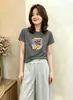 Camiseta de algodão canelado 220g para mulheres, direto da fábrica, top de manga curta slim fit, segunda remessa de verão, exclusivamente para as Treze Fábricas de Guangzhou