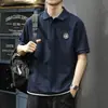 Camisa polo de manga curta com gola para homens, camiseta de verão de marca da moda, corte slim estilo coreano, top modelo novo da moda 2026
