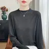 Suéter de punto base de manga larga para mujer, cálido para otoño e invierno, cuello medio alto simple y versátil, nuevo, amigable con la piel, camiseta interior