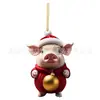 Adornos Colgantes de Cerdo de Navidad Creativos de Dibujos Animados para Coche, Decoraciones Colgantes para Árbol de Navidad, Decoraciones para el Hogar en Fiestas (Transfronterizo, Producto Nuevo)